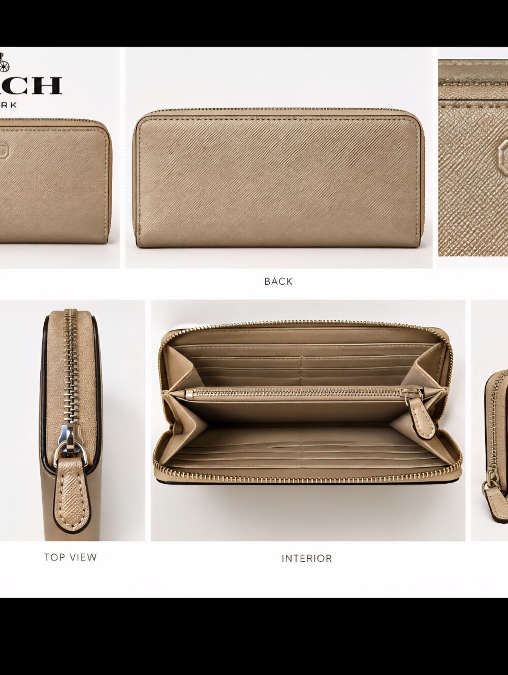 Coach Gold Metallic Zip-Around Leather Wallet - Picture 6 of 8
